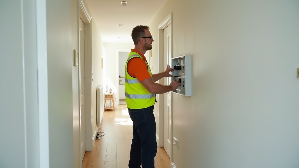 Electrician installing a consumer unit
