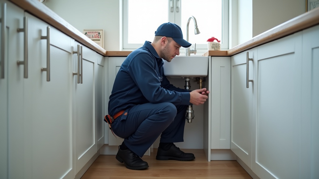 Professional plumber at work